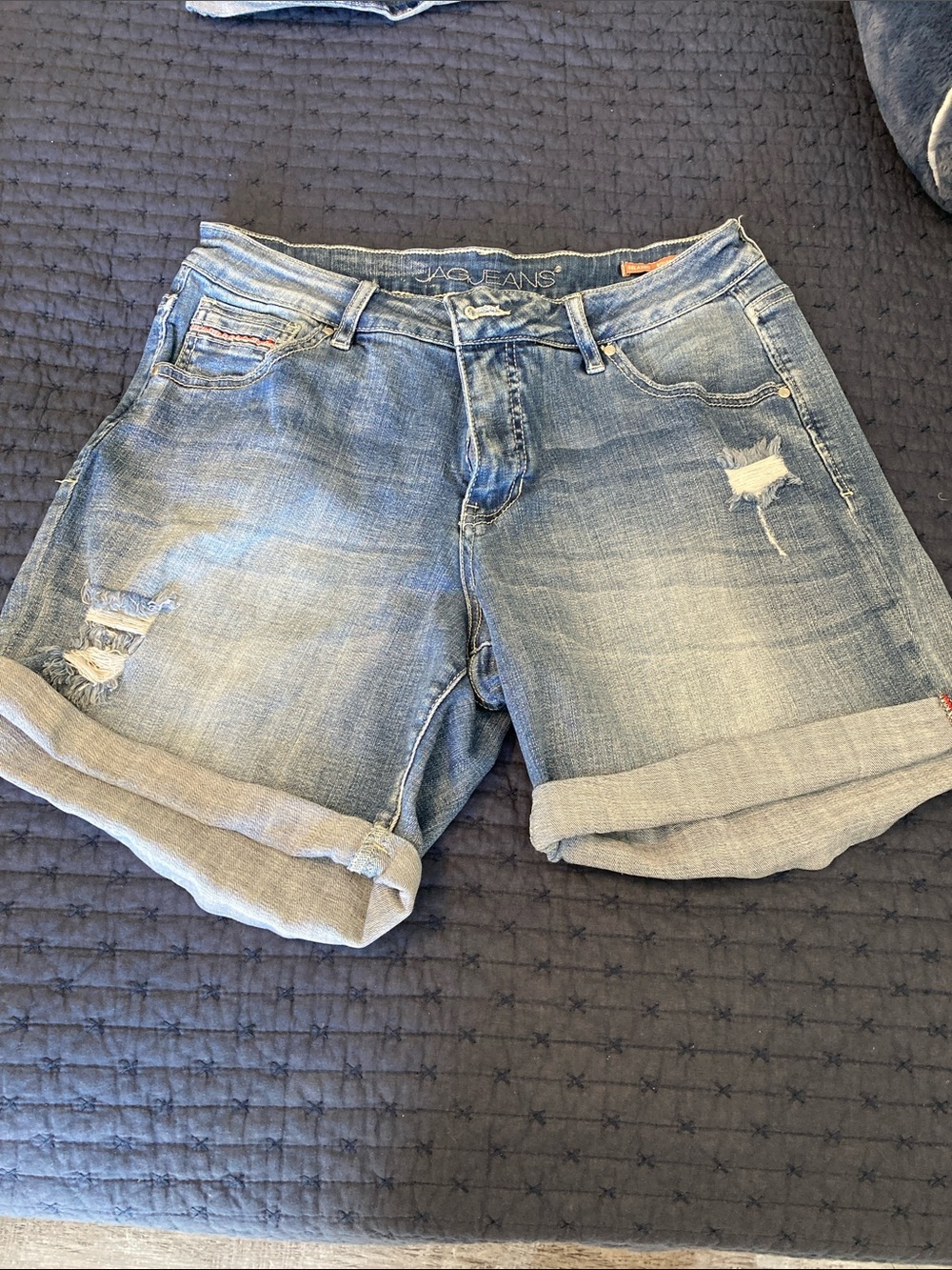 Jag Jeans Light Blue Rolled Cuff Distressed Denim Shorts